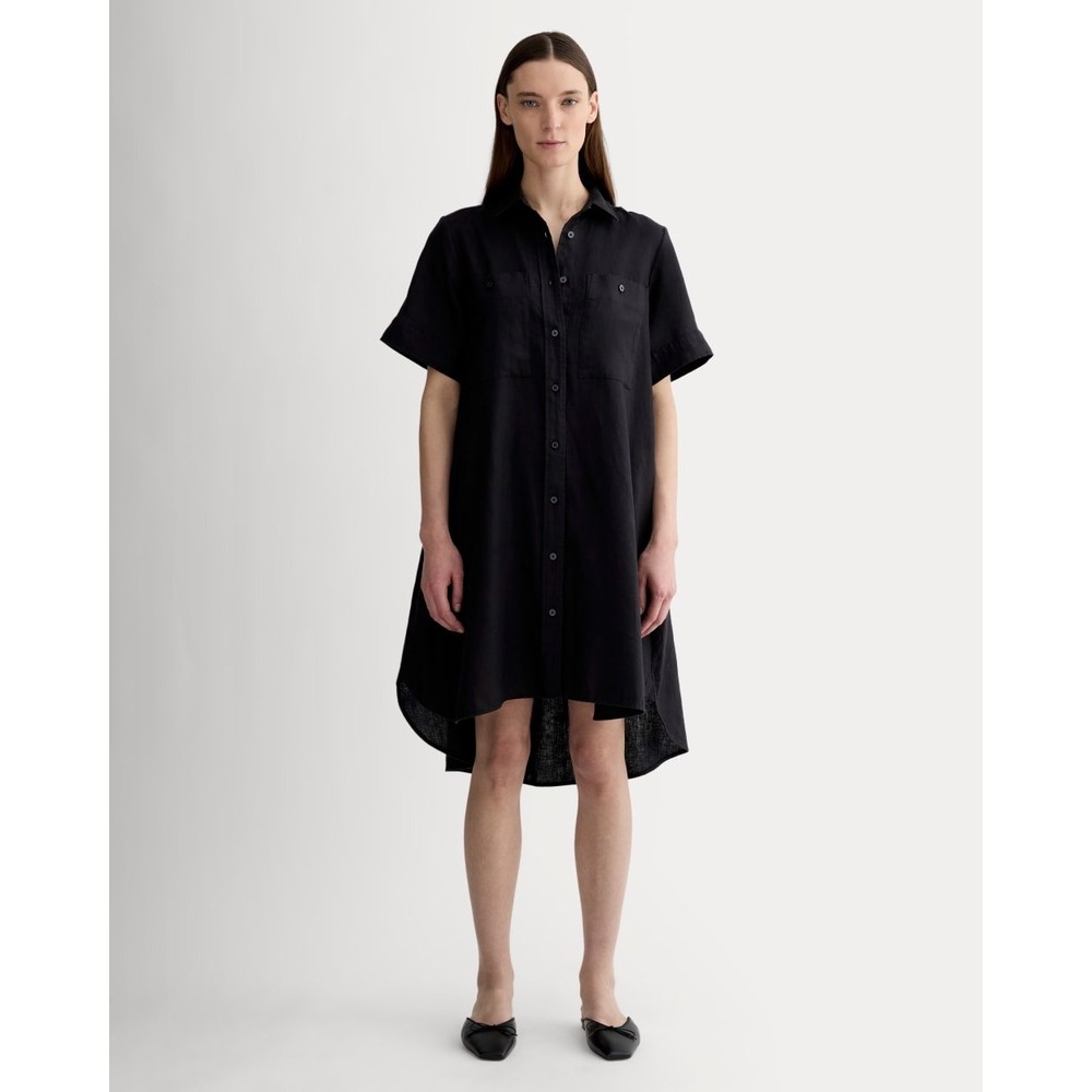 Everlane Daytripper Linen Midi Shirt Dress Black XL Lagom Scandi Minimalist